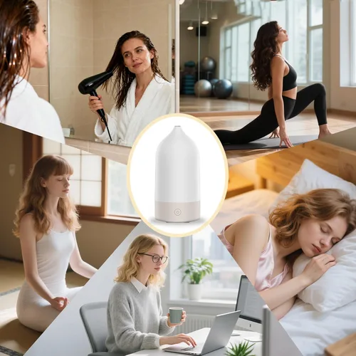 Vista 8 de Difusor de aceite esencial, difusor de aromaterapia 3 en 1 de 4.1 fl oz, pequeño humidificador ultrasónico de niebla fría con 7 luces nocturnas que