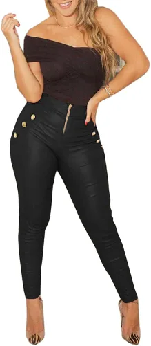 Vista 2 de NIUBIA Leggings para mujer cintura alta elásticos moldeadores de cadera pantalones sexys con diseño de cuello con cremallera
