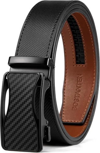 Vista 20 de BOSTANTEN - Cinturón de cuero para hombre con hebilla de rátchet para vestir y casual con hebilla ajustable, corte para adaptarse