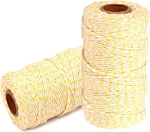 Vista 30 de Cuerda de Hilo de Algodón para Panaderos: 2 Rollos de Cordel para Manualidades Envolver Regalos - 656 Pies de Cordel Negro Blanco para Cocina