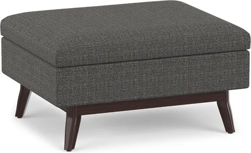 Vista 34 de SIMPLIHOME Owen Mesa de Centro Rectangular Moderna de Mediados de Siglo de 34 pulgadas de Ancho con Otomana de Almacenamiento en Tela de Poliéster