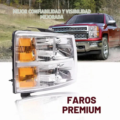 Vista 8 de G-PLUS Conjunto de faros, compatible con Chevy Silverado 2007 2008 2009 2010 2011 2012 2013 2014 Chevy Silverado parachoques faro, lente Cromo