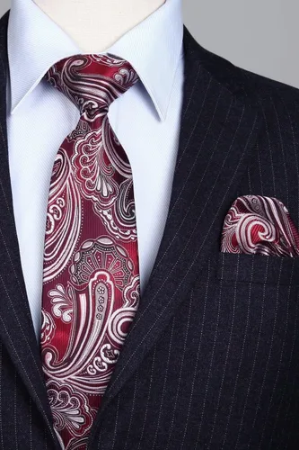 Vista 177 de HISDERN Corbatas para hombre, corbata de cachemira y bolsillo cuadrado tejido clásico floral para hombre, corbata de fiesta de boda