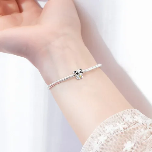 Vista 3 de Abalorio de plata de ley 925 con diseño de panda para pulsera Pandora regalo para mujer e hija