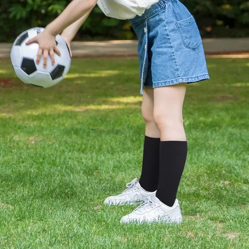 Vista 5 de Dxhycc 3 pares de calcetines de tubo hasta la rodilla para niños, calcetines de fútbol para la escuela, de algodón, uniforme, calcetines deportivos