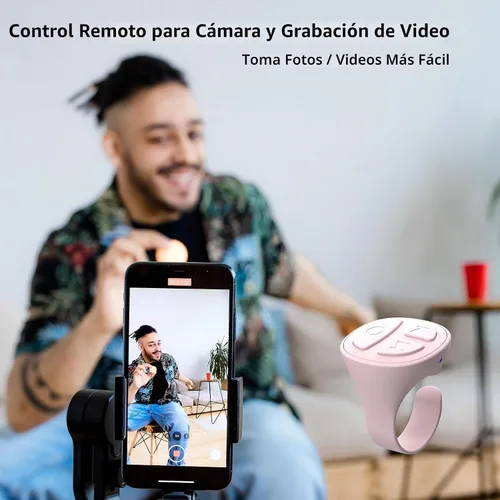 Vista 4 de Anillo de desplazamiento TikTok, control remoto de cámara Bluetooth, anillo de desplazamiento remoto para iPhone TIK Tok, Facebook, YouTube Rosa bebé