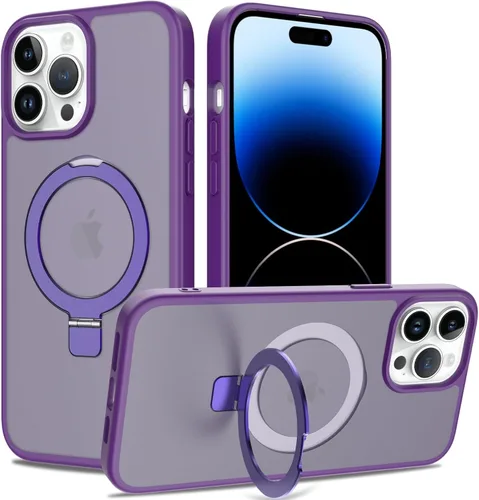 Vista 35 de Funda con soporte ultra magnético para iPhone 14 Pro [protección militar contra caídas] [compatible con MagSafe] a prueba de golpes, translúcida