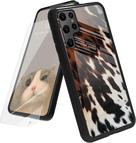 Vista 48 de Funda para Samsung Galaxy A12 5G con protector de pantalla, parte trasera de vidrio templado + TPU de silicona suave que absorbe los golpes