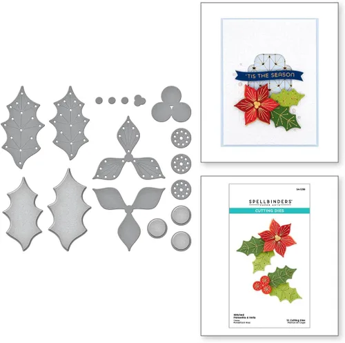 Vista 2 de Spellbinders S4-1299 - Troqueles de Pascua cosidos y acebo grabados de la colección cosida para Navidad