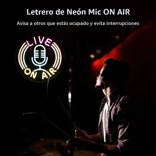 Vista 3 de Homaisson ON AIR - Letrero de neón con micrófono en aire, señal de advertencia alimentada por USB, luz LED, letrero de neón LED para montaje