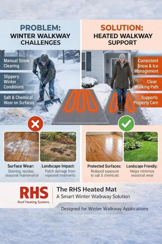 Vista 6 de RHS - Alfombrilla para derretir nieve, diseño de espiga antideslizante, color gris, alfombrilla para exteriores, evita la formación de hielo