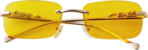 Vista 3 de Laurinny Retro Rectangle Sunglasses Women Men 90s Rimless Trendy Metal Glasses Spring Hinge Candy