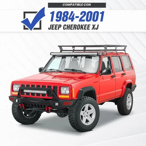 Vista 2 de Parachoques delanteros y traseros para Cherokee XJ compatibles con Cherokee XJ 1984-2001 (2/4 puertas) parachoques todoterreno con placa