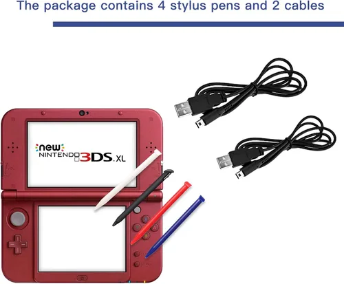 Vista 4 de Kit de cable de carga USB 3DS XL adaptador de alimentación de CA y lápiz capacitivo para Nintendo New 3DS XL cable de carga de viaje de pared