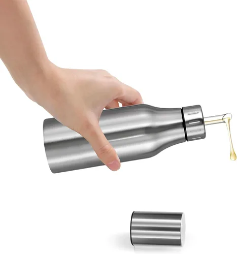 Vista 11 de Botella dispensadora de aceite de acero inoxidable - Decantador de aceite de oliva a prueba de fugas para cocina (17 onzas)