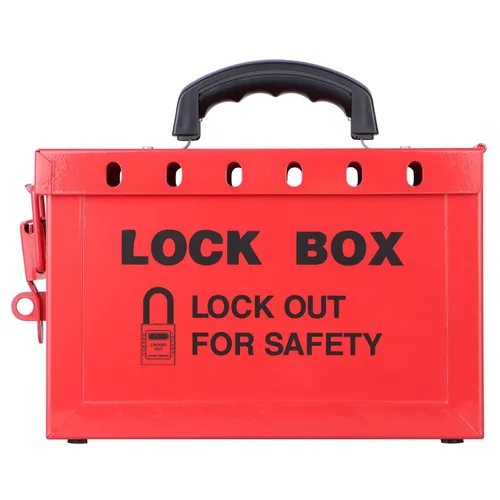 Vista 4 de RealPlus Lockout Tagout Box Caja de bloqueo portátil Loto Group Lock Box, capacidad de candado de 12, rojo
