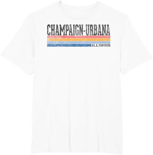 Vista 14 de clásico 1980s estilo champaign-urbana Illinois T Shirt, hombre 2XL, Blanco
