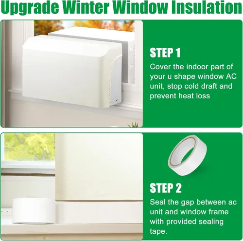 Vista 4 de Forestchill Cubierta de aire acondicionado para interiores, compatible con unidad de CA de ventana en forma de U Midea, a prueba de viento y polvo