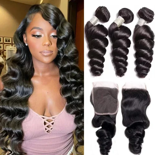 Vista 31 de Extensiones de cabello humano ondulado de 16, 18, 20, 22 pulgadas, grado 10A, extensiones de cabello humano ondulado 100% sin procesar, color negro