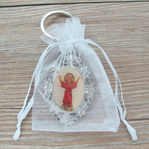 Vista 4 de 12 llaveros de metal personalizados para niño divino Jesús – Grabado Metal Bautismo Favor/Presentación de 3 años/Recuerdos de Bautizo/Divino Nino