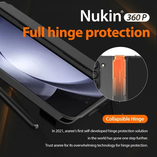 Vista 5 de araree Nukin 360 P - Funda para Samsung Galaxy Z Fold 5 con ranura para S Pen y protección de bisagra, cubierta protectora ligera de policarbonato