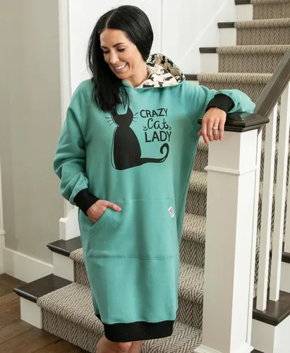 Vista 29 de Lazy One Sudadera con capucha de gran tamaño, ropa de dormir cómoda, vestido de suéter para mujer