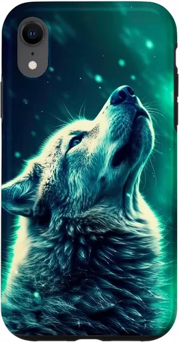 Vista 24 de Howling Wolf in Night Green Northern Lights Wolves Dog Lover Case for iPhone 16