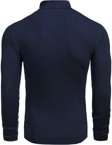 Vista 3 de COOFANDY - Suéter de punto para hombre, acanalado, entallado y con cuello de tortuga