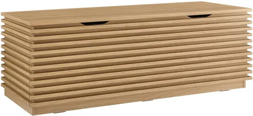 Vista 10 de Modway Render - Banco de almacenamiento de grano de madera de 47 pulgadas en nogal