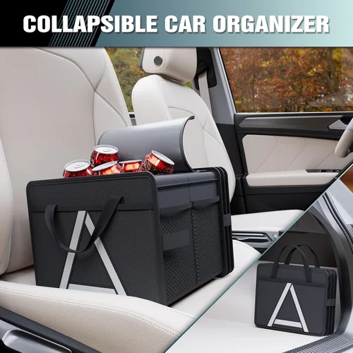 Vista 7 de K KNODEL - Organizador de maletero con enfriador para automóvil y SUV, mediano, color negro Collapsible Car Organization, Car Organizers and