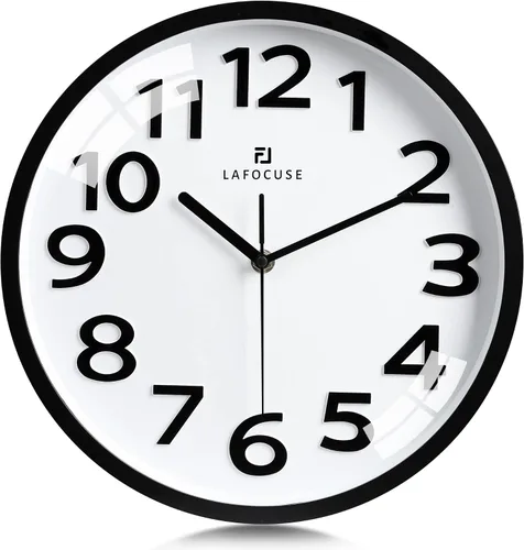 Vista 12 de Lafocuse Reloj de pared azul con números 3D de 12 pulgadas para decoración de sala de estar, moderno reloj de pared de cocina funciona