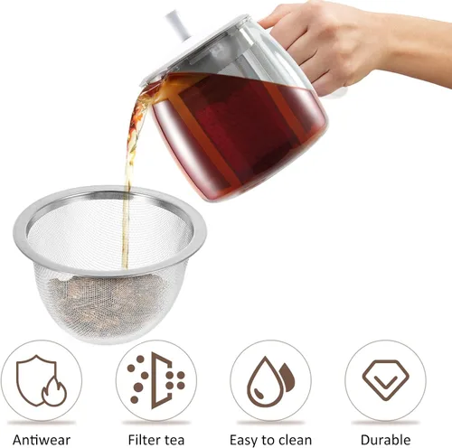Vista 2 de Operitacx Infusor de filtro de té de acero inoxidable resistente para té de hojas sueltas, inserto de malla para teteras de 2.83 pulgadas