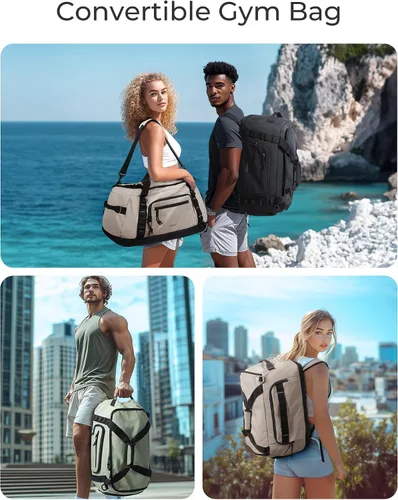 Vista 6 de BAGSMART Mochila de gimnasio para hombres, deportes y viajes de fin de semana, bolsa de viaje convertible 4 en 1 con compartimento para zapatos