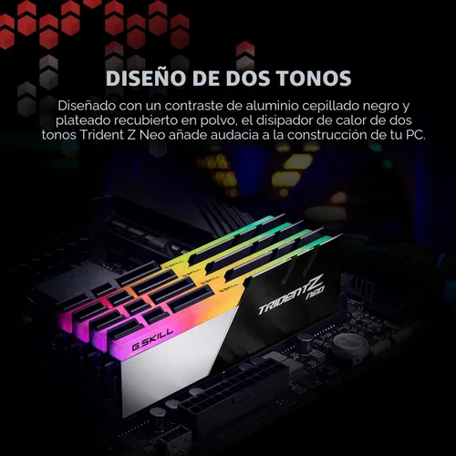 Vista 4 de G.SKILL Trident Z Neo Series DDR4 RAM (XMP) 32GB (2x16GB) Hasta 3600MT/s* CL16-19-19-39 1.35V Intel AMD Memoria de computadora de escritorio U-DIMM