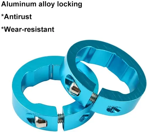Vista 5 de 1 par de empuñaduras de manillar de bicicleta, empuñaduras de goma antideslizantes con doble anillo de bloqueo de aluminio azul, protector de mango