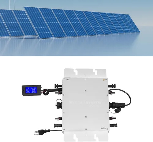 Vista 3 de Inversor solar, inversor de aleación de aluminio de 1200 W con pantalla LCD, inversor de onda sinusoidal pura, kit de inversor solar para paneles