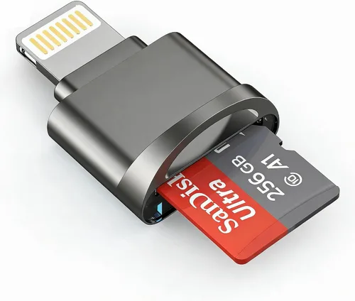 Vista 7 de [Certificado MFi de Apple] Lector de tarjetas micro SD para iPhone iPad, lector de tarjetas Lightning a Micro SD/TF, adaptador de lectura