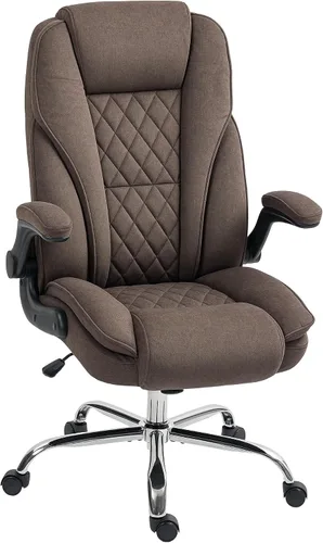 Vista 10 de HOMCOM Silla de oficina con respaldo alto, silla de escritorio ejecutiva con ruedas giratorias, reposabrazos abatible, altura ajustable, silla