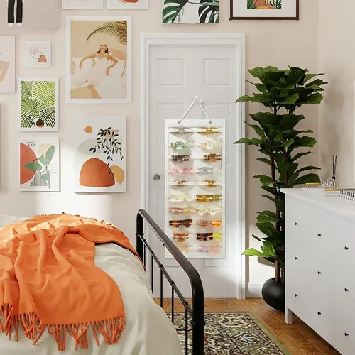 Vista 5 de Organizador de pinzas colgantes para el cabello, organizadores y almacenamiento para mujeres y niñas, soporte de pinzas para el cabello para pared