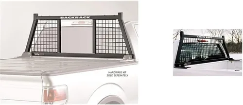 Vista 3 de RealTruck Backrack Marco de Estante Semi-Persianas + Kit de Hardware para uso con Caja de Herramientas de 21", Combo Sin Perforación, Negro