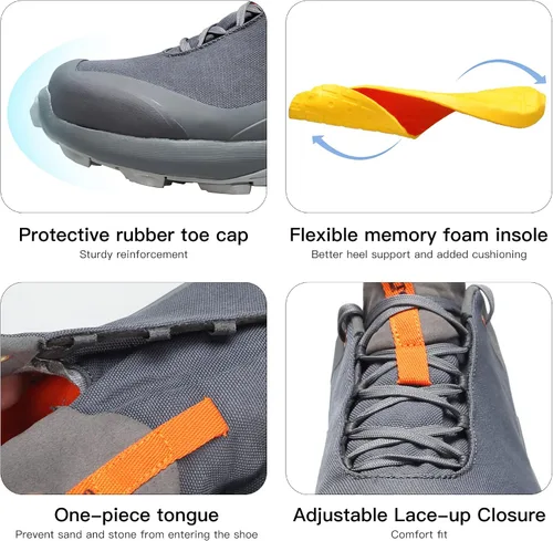 Vista 3 de HUMTTO Zapatos de senderismo impermeables para todo terreno, ligeros, transpirables, para senderismo, senderismo, antideslizantes, para exteriores