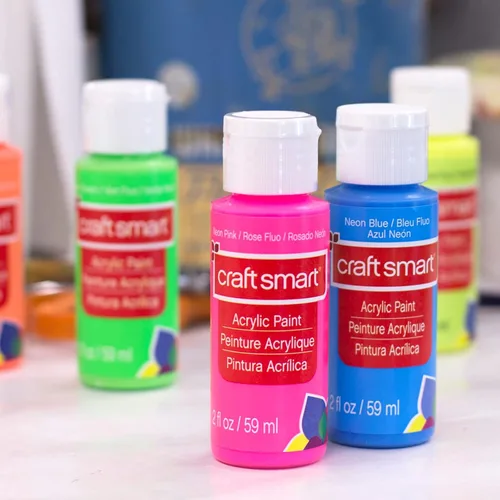 Vista 4 de Craft Smart - Juego de 6 pinturas acrílicas con brillo neón