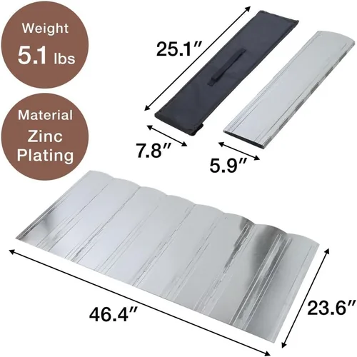 Vista 9 de Japard Parabrisas para estufa de campamento, quemador de propano plegable grande y alto, 8 placas de 23 pulgadas de alto y 46 pulgadas de ancho