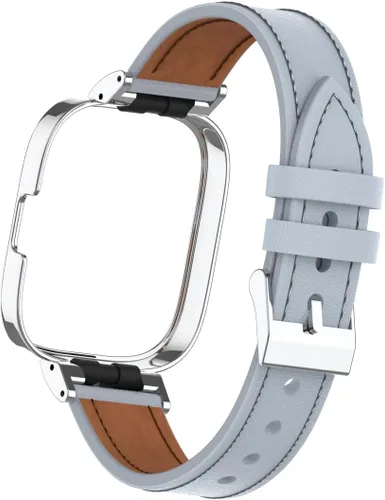 Vista 2 de HOPMC Protege tu reloj inteligente Redmi 3 con marco de metal protector y correa de cuero de microfibra que se adapta a tamaños de 5.15 a 9.05
