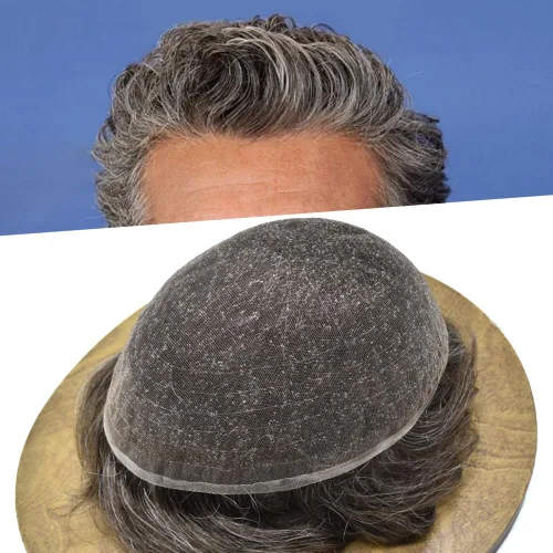 Vista 41 de Men Toupee Hairpiece Human Hair System Mens Hair Piece Bleached Knot Full Lace Toupee For Men Protesis Capilar Mens Toupee 6X8 1# Jet Black 100%