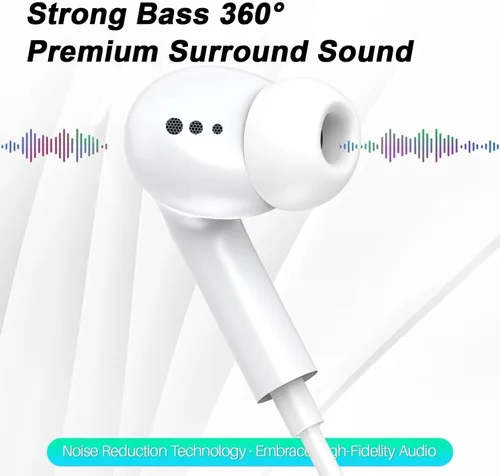 Vista 7 de [Certificado Apple MFi] Auriculares USB C para iPhone 17, 16, 15, auriculares con cable con micrófono y control de volumen, cancelación de ruido