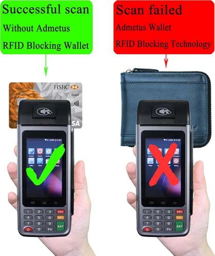 Vista 29 de Admetus Billeteras con bloqueo RFID para hombre, billetera de cuero con cremallera para hombres con tarjetero RFID plegable