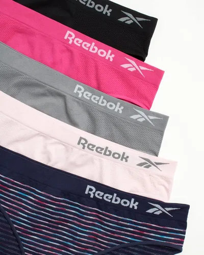 Vista 3 de Reebok Ropa interior para mujer - Braguitas de bikini sin costuras (paquete de 5)