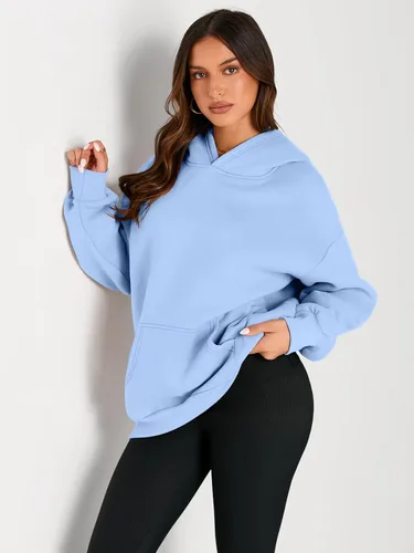Vista 157 de Trendy Queen - Sudaderas extragrandes con capucha para mujer, suéteres de manga larga, sin botones, de vellón, de otoño, ropa de invierno