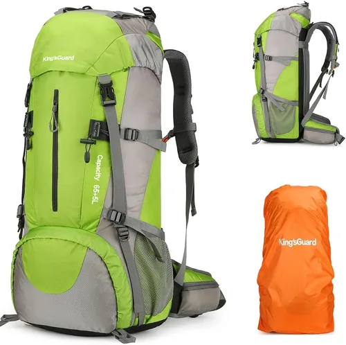 Vista 14 de King'sGuard Mochila de senderismo de 70L con cubierta de lluvia, mochila de viaje impermeable ligera para acampar, mochila grande Azul (deepblue)